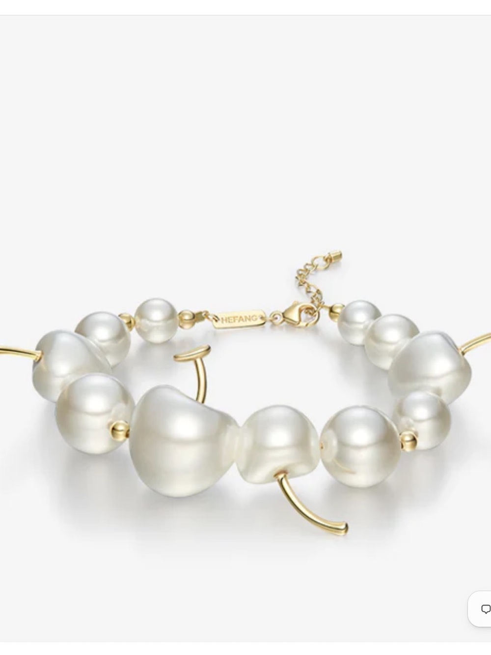 Hefang Gold and White Pearl Bead Bracelet